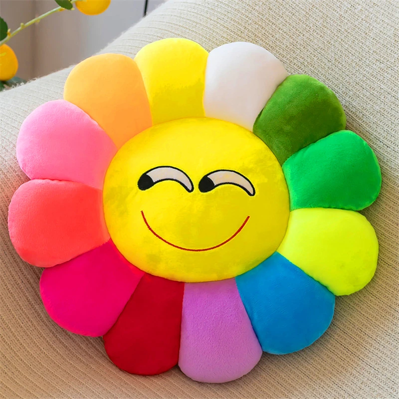 

Colorful Sunflower Cushion Sunflower Cute Cartoon Expression Office Sofa Cushion Animation Plush Cushion Crystal Super Soft