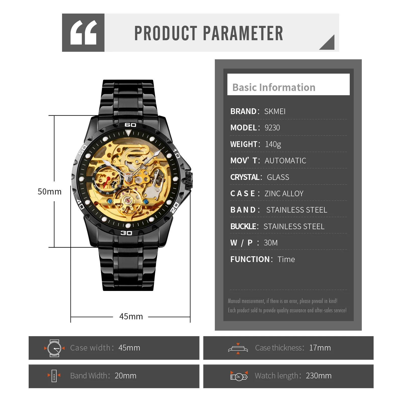 

SKMEI Mechanical Gear Design Watch Automatic Fashion Mens Wristwatches Luminous Pointer Men Watches Hour relogio masculino 9230