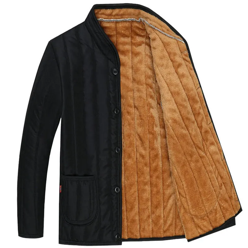 Подарок для отца зимнее мужское пальто Толстая теплая бархатная куртка Мужская