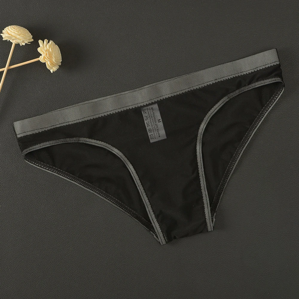 Sexy Men's See-through Briefs Sheer Mesh Pouch Underpants Stretchy Soft Underwear Solid Personal Men Panties Extroic Lingerie