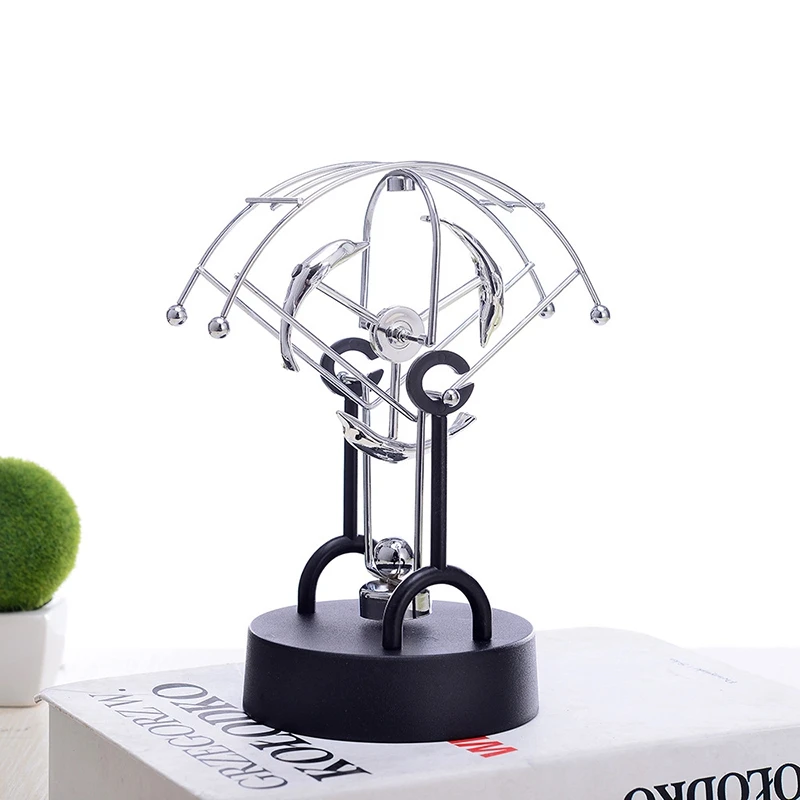 Creative Dolphin Energy Rotating Swing Iron Ornaments Fashion Newton Ball Pendulum Home Decorations Art Crafts Gifts Toys | Дом и сад