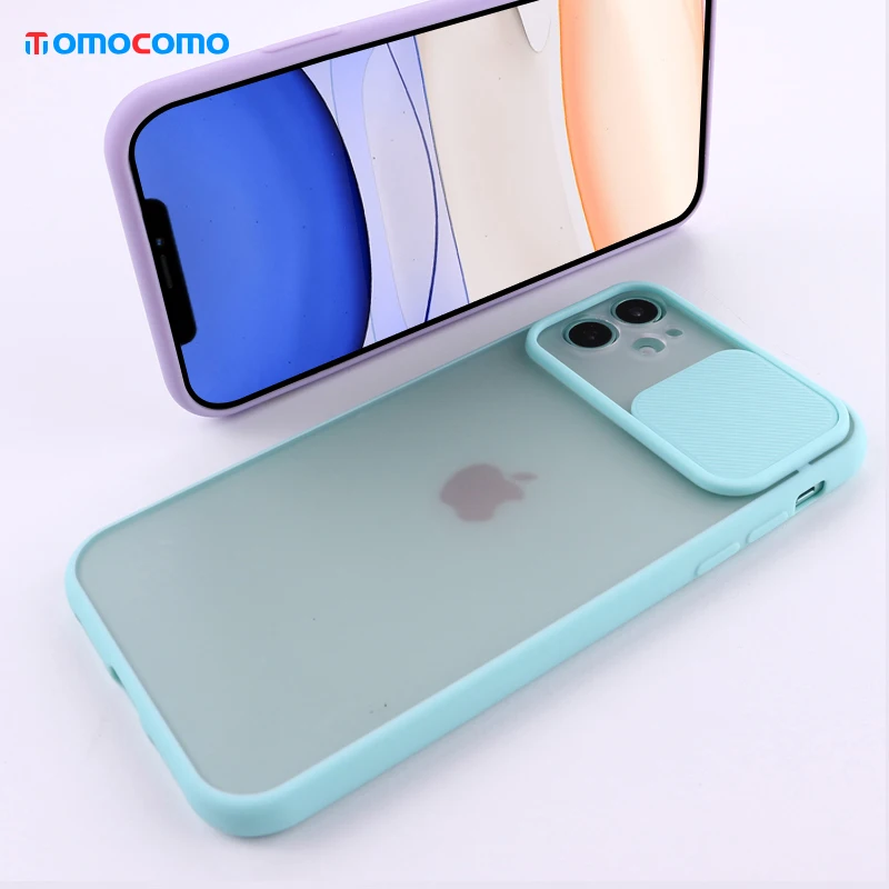 

Sliding Camera Lens Protection Phone Case Matte Transparent Candy Color Shell For iPhone 11 12 Pro Max Mini XS XR X 7 8P Cover