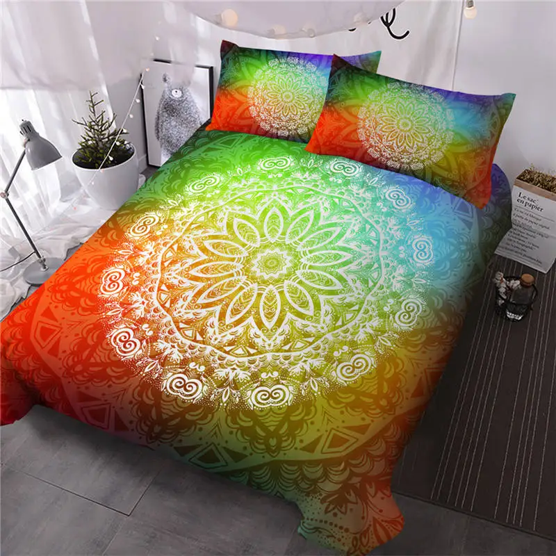 Blesslive цветок лотоса Tie Dye постельное белье 3 шт. богемный Мандала пододеяльник Желтый Фиолетовый Зеленый Tye Dye домашний текстиль - Цвет: 2