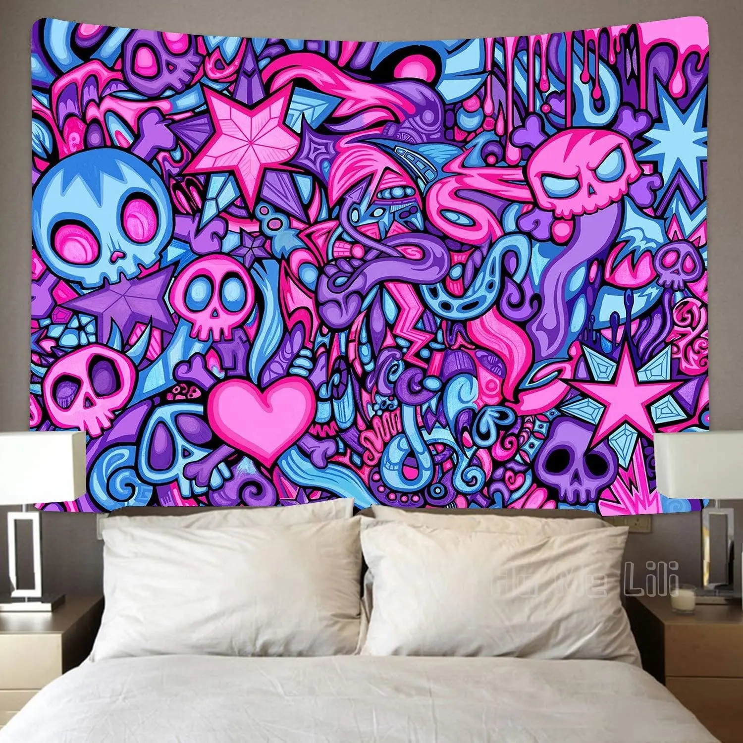 С фиолетовым черепом гобелен Абстрактная живопись для гостиной настенный