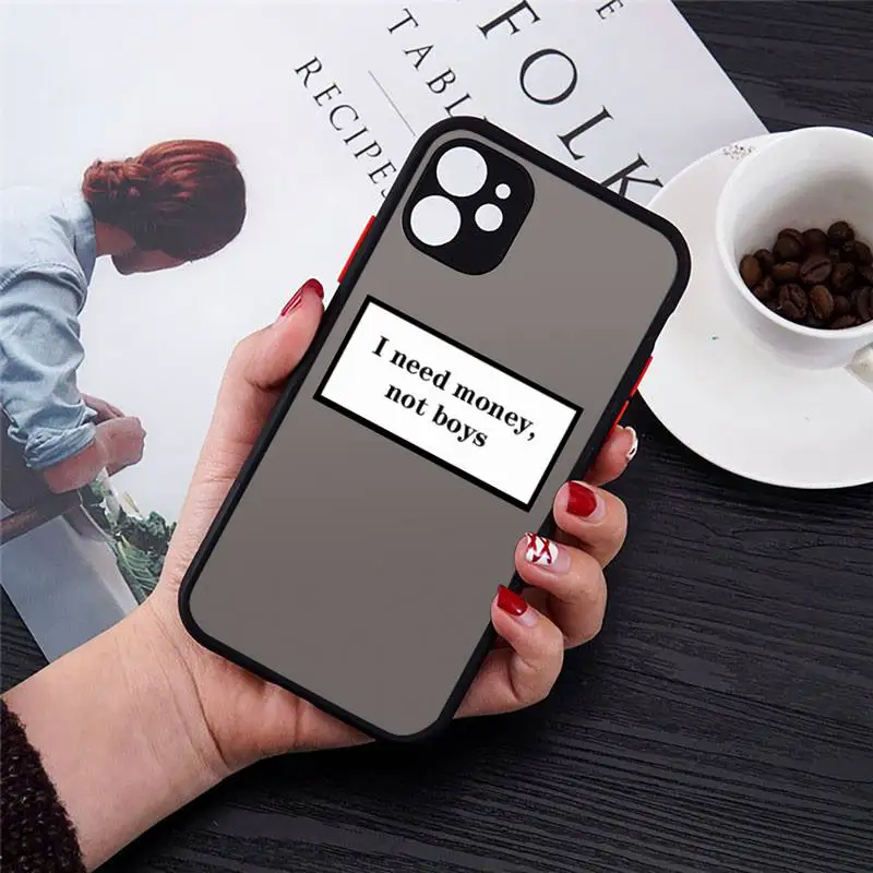 

Funny letter Quotes Text Art design Phone Cases Transparent Matte for iPhone 7 8 11 12 s mini pro X XS XR MAX Plus cover funda
