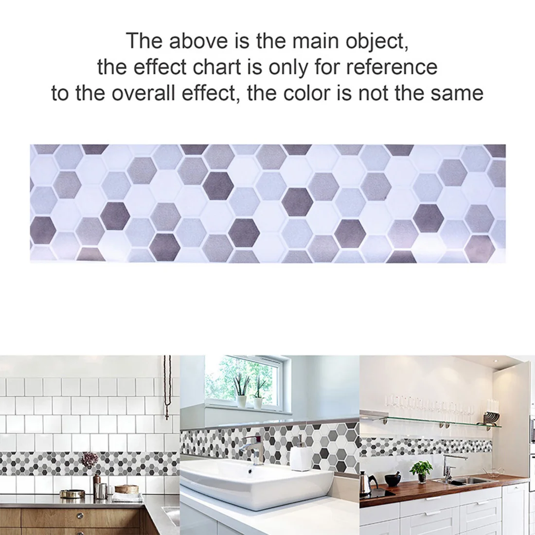 PVC Modern Hexagonal Tile Wall Sticker Decals Home Kitchen Anti-Oil Decoration