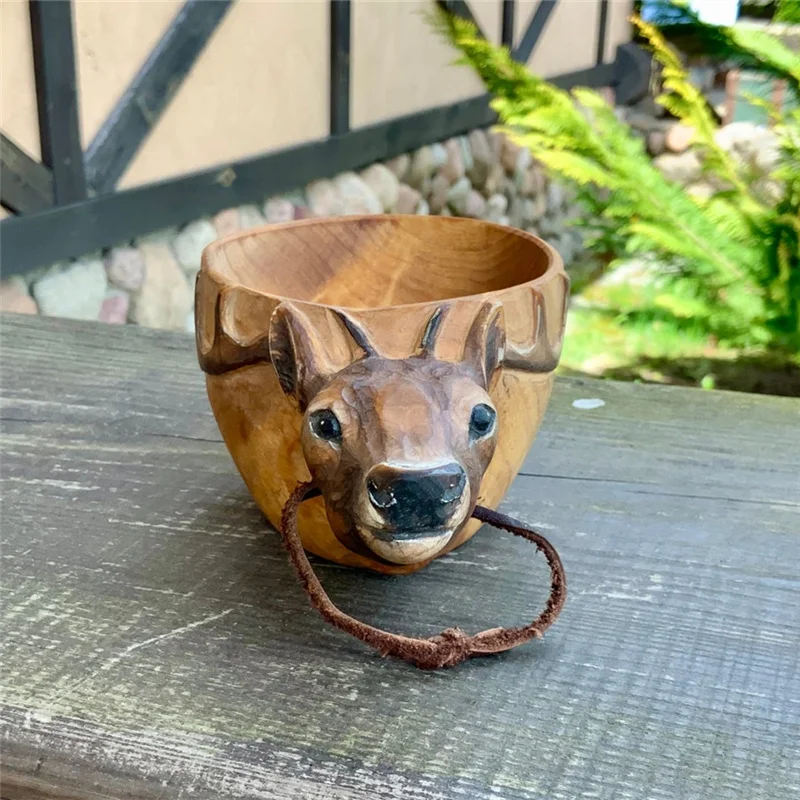 Деревянная кружка в форме животного портативная походная чашка для напитков