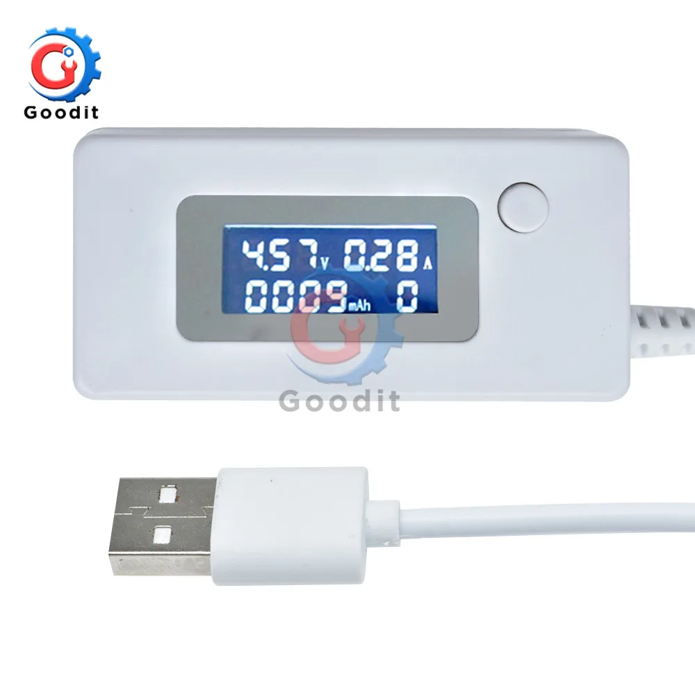 KCX 017 с белым шлейфом Амперметр ЖК дисплей мини USB Напряжение ток емкость монитор