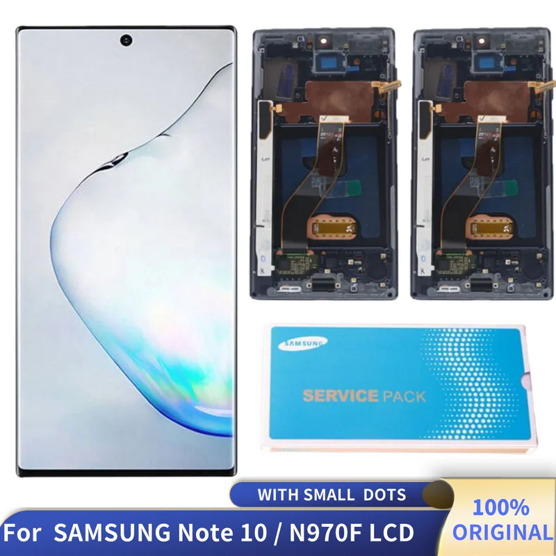 

100% Original AMOLED LCD For Samsung Galaxy Note 10 N970F N9700 SM-N970F/DS Display Touch Screen Digitizer Assembly with Dots