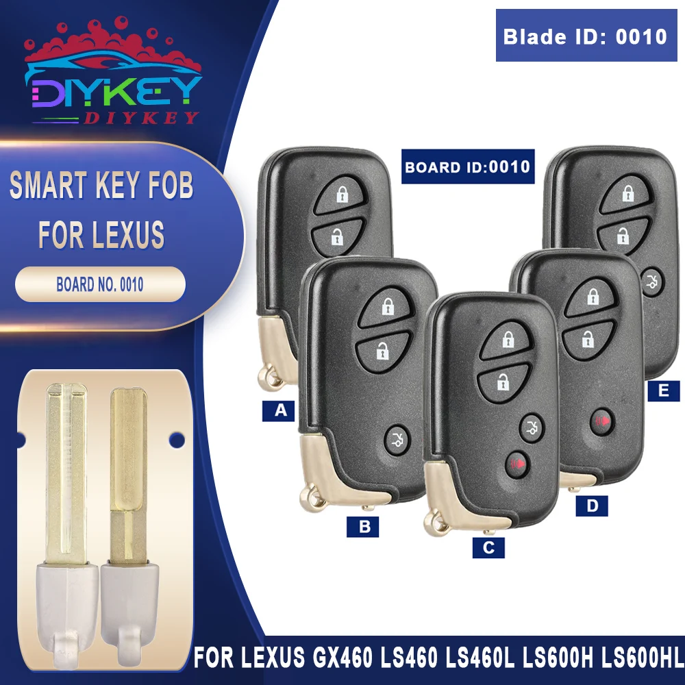 

DIYKEY Board ID 0010 314.3MHz/312MHz/433MHz 4D Smart Remtoe Key Fob for Lexus GX460 LS460 LS460L LS600H LS600HL RX450H B74EA
