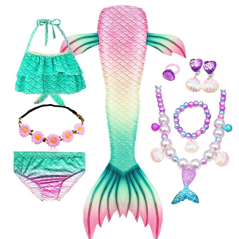 

Fantasy Children Mermaid Tails Swimming Party Cosplay Costumes Halloween Little Mermaid Girls Swimsuit Bikini Set Bathing Suit