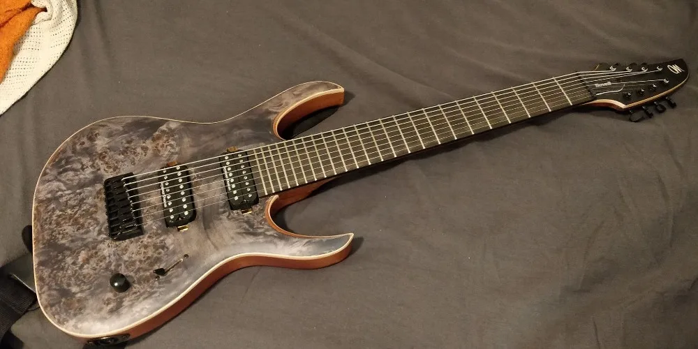 Новая гитара+ блокирующий тюнер+ mayones duvell 8 струнная гитара Гриф из черного дерева 5 слойный шейный болт mayones гитара