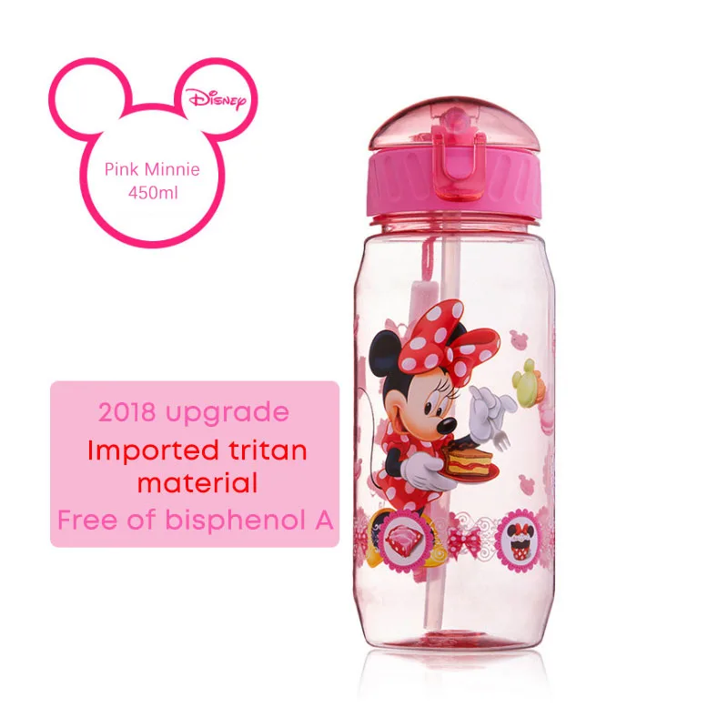 Minnie Дисней мультфильм Сиппи чашка пластиковая соломинка детские чашки Портативный Герметичная Бутылка питьевой воды Микки Маус - Цвет: Minnie