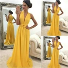 Женское шифоновое платье с V-образным вырезом, без рукавов