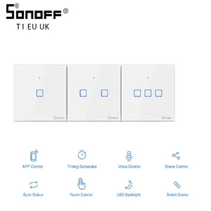 SONOFF TXT1 ЕСВеликобритания 123 комплект Wifi настенный сенсорный выключатель Светодиодная лампа 433 rfголосприложение дистанционное управление работает с GoogleSmart Home Alexa