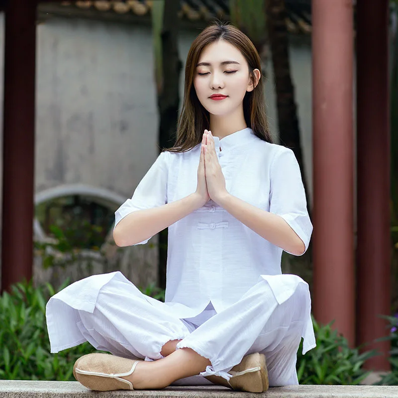 Женский костюм Tai chi из хлопка и льна высокого качества, одежда для ушу кунг-фу, костюм для медитации для взрослых, одежда для йоги