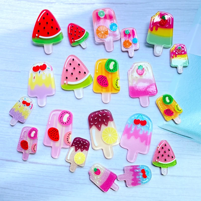 

20/50Pcs Mini Lovely Mixed Ice Cream Flat Back Resin Art Supply Decoration Charm Craft Hair Bow Accessories H78