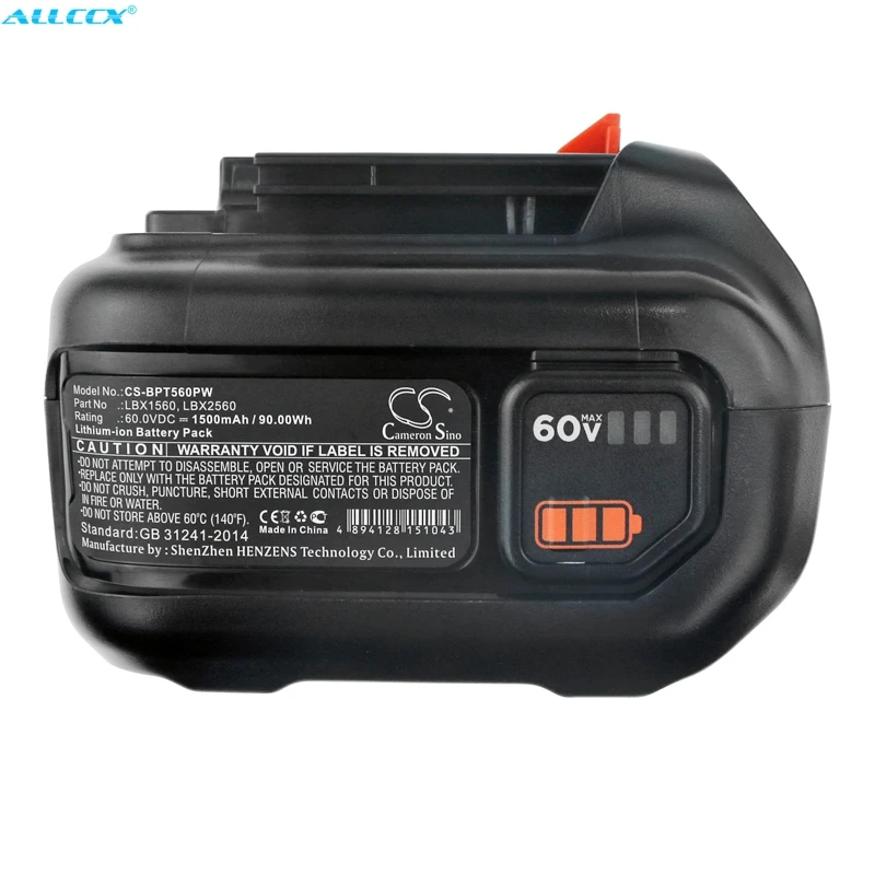 Аккумулятор Cameron Sino LBX1560 1500 мАч для Black & Decker 60 в MAX LHT360C CM2060C LHT360 LHT360CFF LST560 LSW60