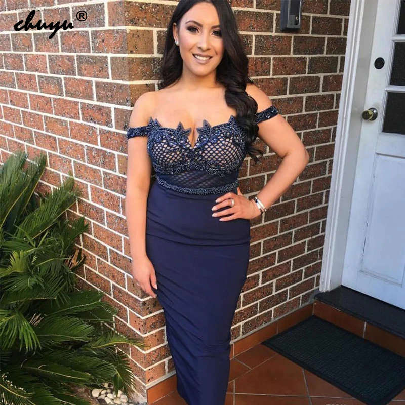 

Mermaid Evening Dresses Sweetheart Appliques Beading Off The Shoulder Ankle Length Elegant Woman Formal Dress Vestido De Fiesta