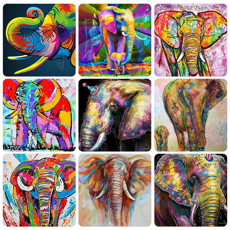 

JIEME 5D DIY Diamond Painting Elephant Cross Stitch Kit Animal Full Drill Embroidery Mosaic Art Picture of Rhinestones Decor Gif