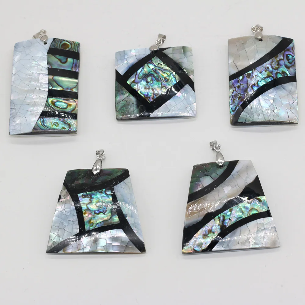 

Natural Crack Splicing Stripe Shell Pendant Various Shapes Abalone Shell Charms for DIY Necklace Jewelry Making