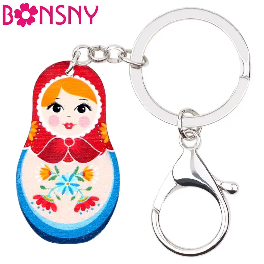 Bonsny акриловая матрешка русская кукла женская сумка автомобильный кошелек