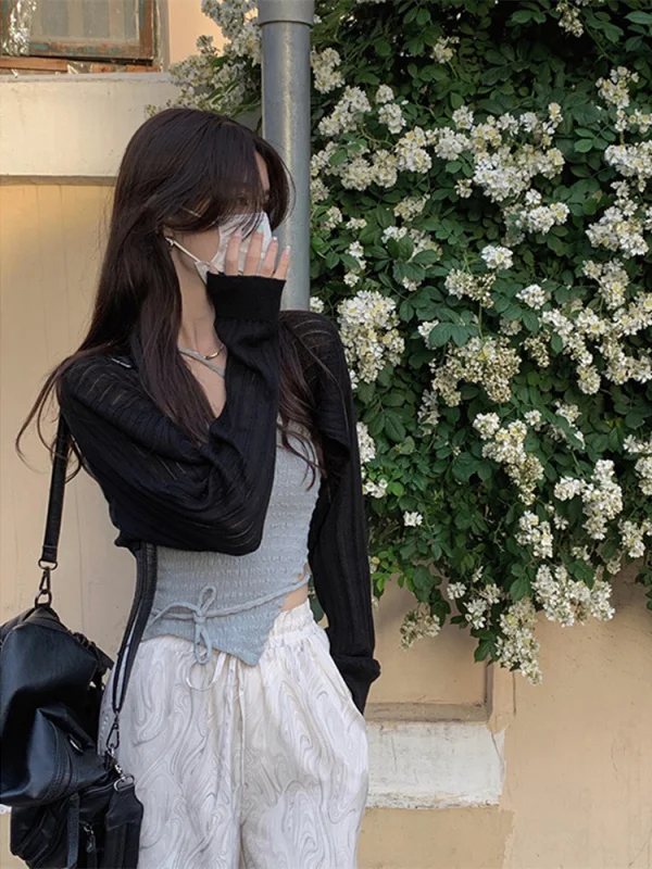 

Женский белый вязаный кардиган Nuyoah