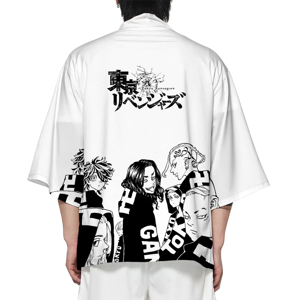 

Anime Tokyo Avengers Cosplay T-shirt Cloak of Draken Manji Gang Summer Haori Kimono Tee Jacket Tokyo Revengers Men Short-sleeve
