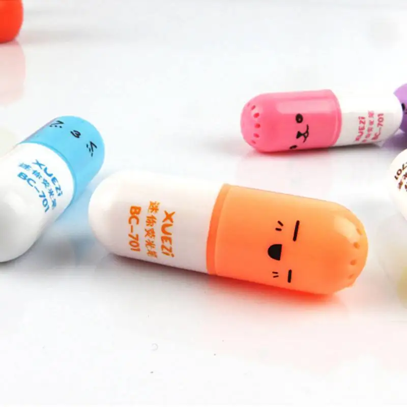 Новинка 6 шт./лот капсулы хайлайтер витаминные таблетки маркер цветные ручки