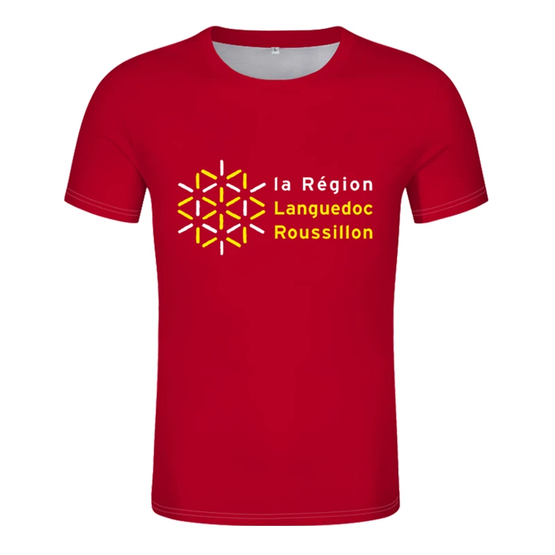 

Languedoc Roussillon T Shirt Free Custom Made Name Number Montpellier T-shirt Southern Print Flag Word French Aude Gard Clothing