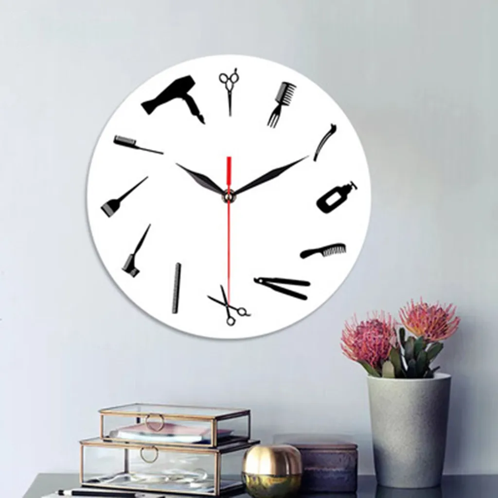 12 дюймовые настенные часы для парикмахерской сделай сам Безрамные с большим