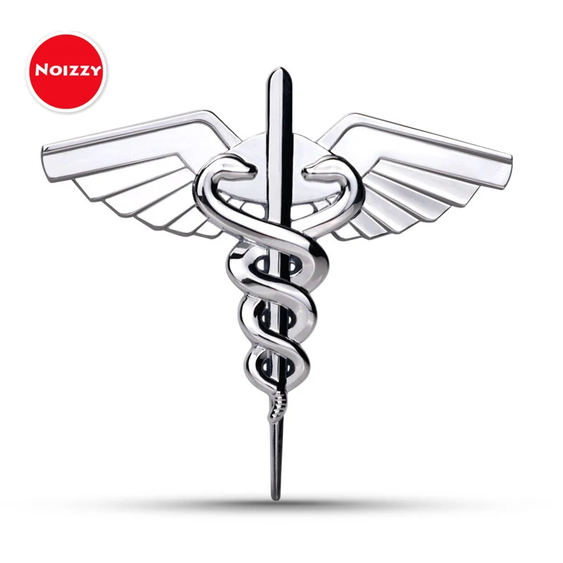 

Noizzy Caduceus Snake Staff 3D Metal Car Sticker Wings Auto Emblem Motorcycle Chrome Gold Black Medicine Logo Decor Accessories