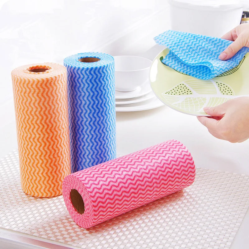 

50 Sheet/roll Disposable Cleaning Towels Kitchen Dish Cloths Dish Rags Non Woven Fabric Handy Wipes Household Товары Для Кухни