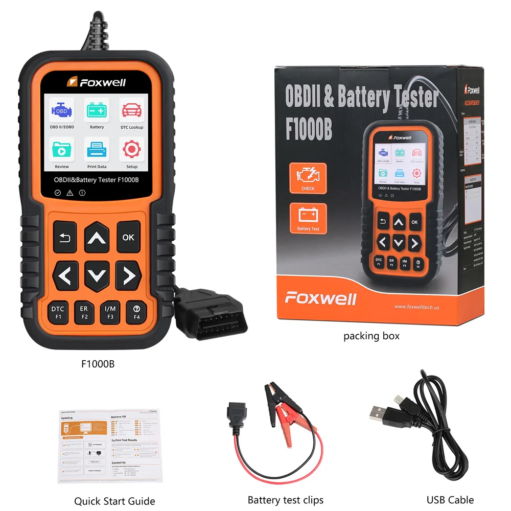 Устройство чтения кодов Foxwell F1000B CAN OBDII/EOBD и тестер батареи 2 в 1 |