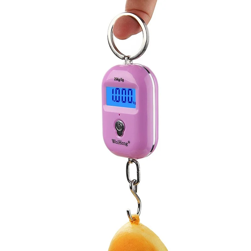 

Four color kitchen scales 25Kg x 5g Digital Hanging Scale Mini Electronic Luggage Hook Scale LCD Backlight Kitchen Steelyard
