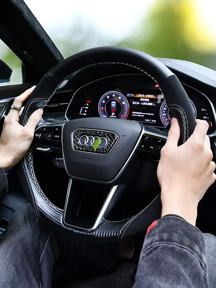 

DIY modified suede hand sewn steering wheel cover for Audi A6L 2019 2020