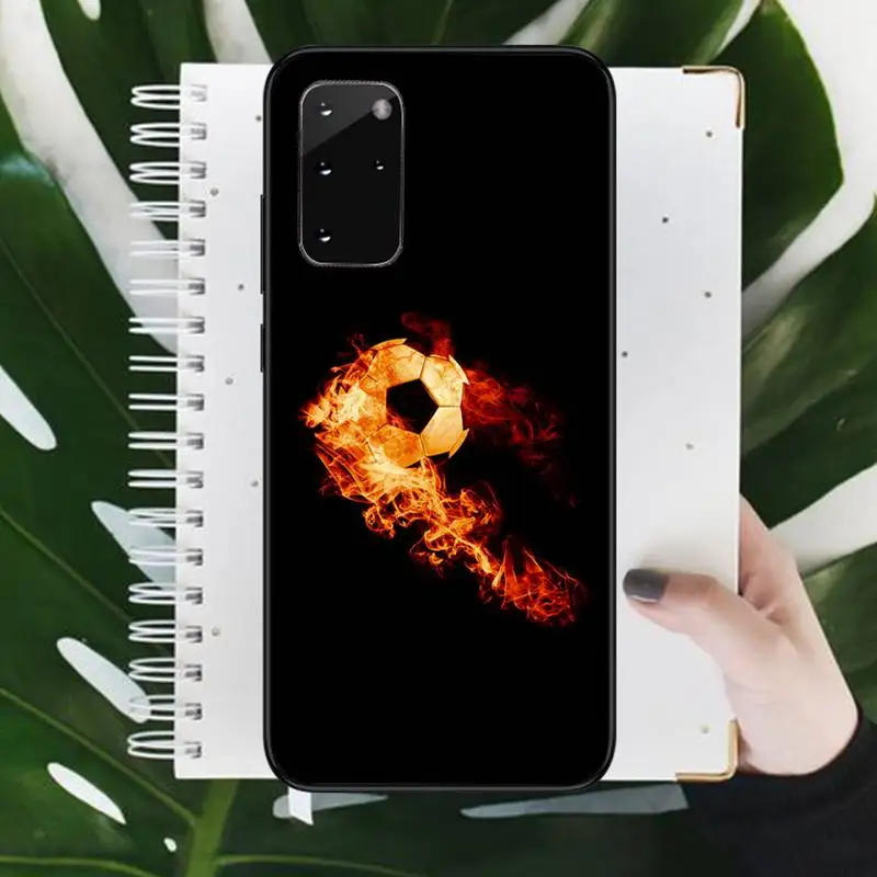 

Football Soccer ball flame Phone Cases For Samsung galaxy S 9 10 20 A 10 21 30 31 40 50 51 71 s note 20 j 4 2018 plus