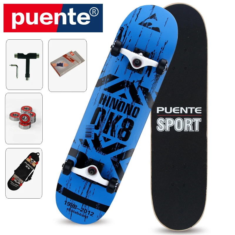 

PUENTE ABEC - 9 Double Snubby Maple Skateboard Thermal Transfer Printing Pattern Adult Four-Wheel Skate Board Maple Long Board