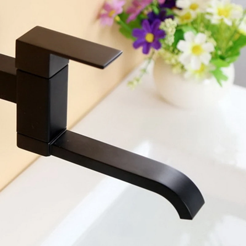 

G1/2Inch Bathroom Basin Faucet Wall Mounted Cold Water Faucet Bathtub Waterfall Spout Vessel Sink Faucet