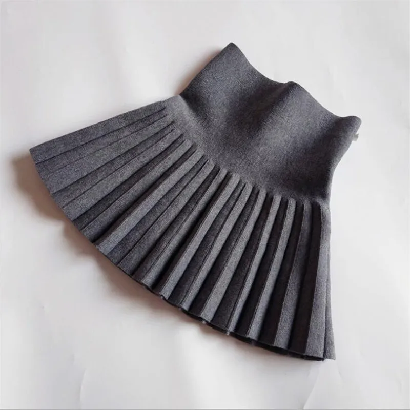2020 г. Зимние однотонные плиссированные вязаные юбки пачки для девочек весенние