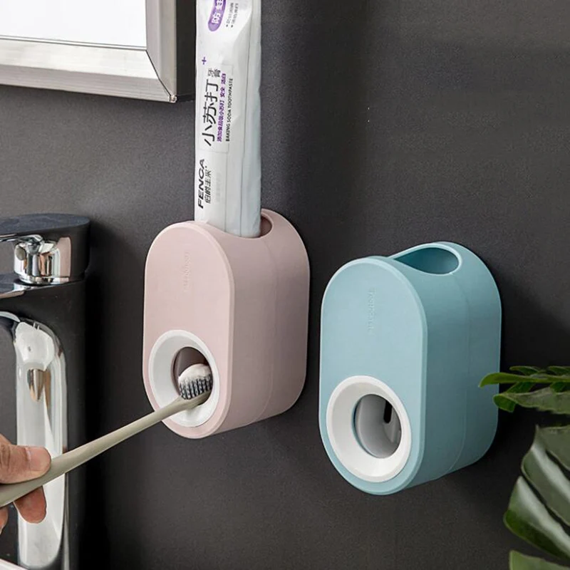 Lazy Toothpaste Dispenser Hole Punched Toothbrush Storage Shelf Fully Automatic Toothpaste Squeezers Bathroom Accessories
