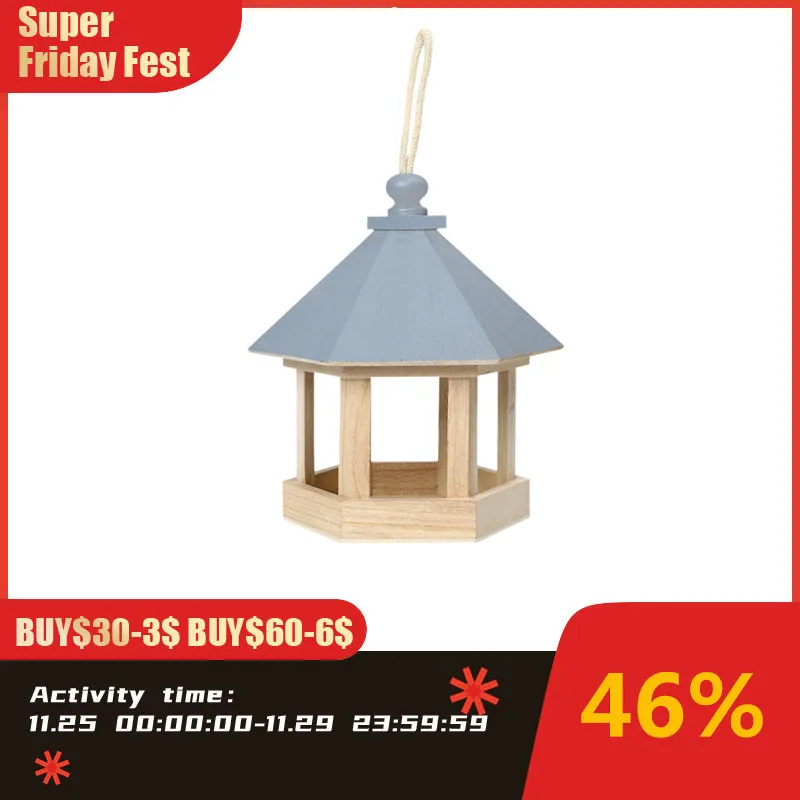 

Yard Garden Window Hanging Ornaments Bird Feeder Wooden Birdhouse Parrot Cage Hanging Birdhouse for Garden Yard Outdoor Decor