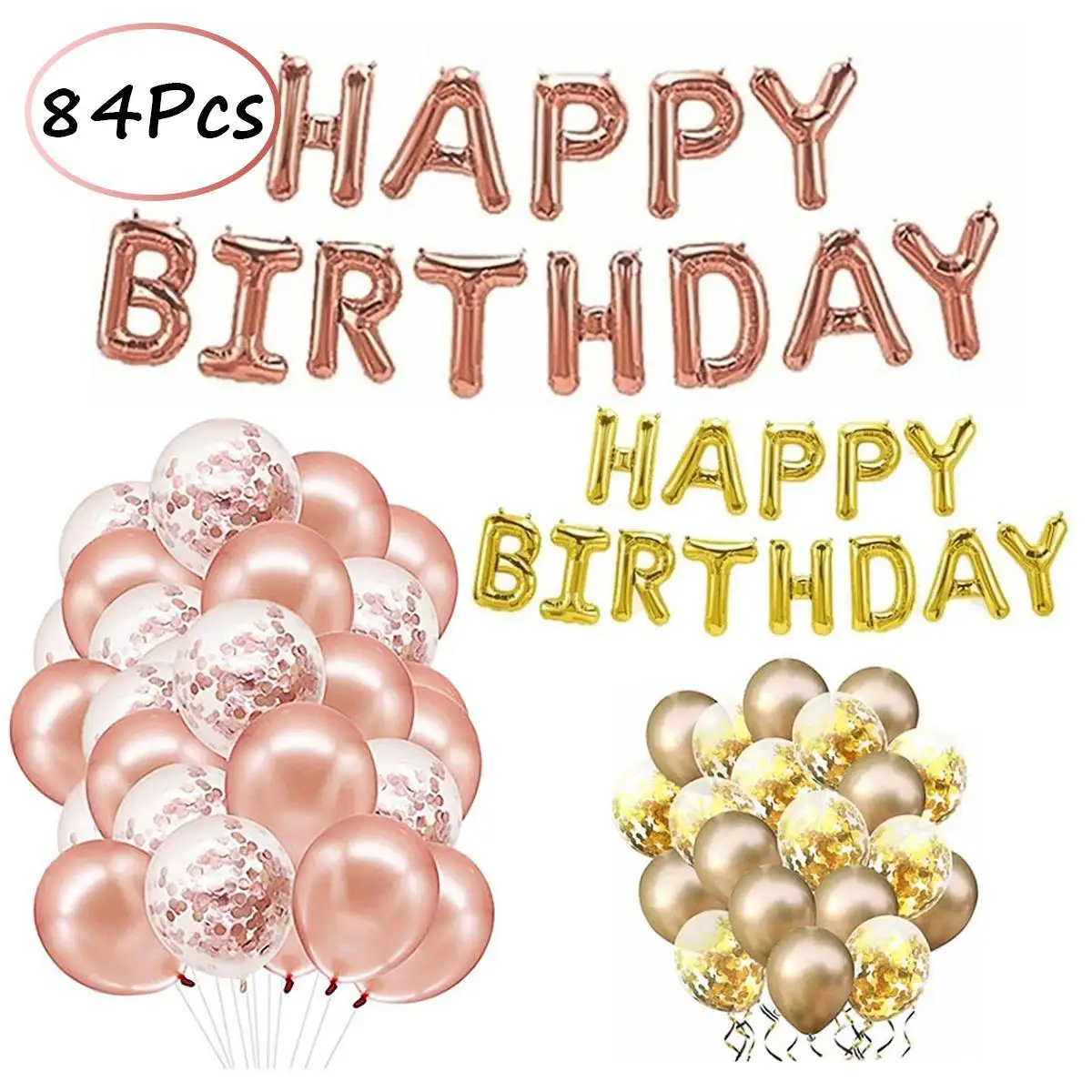 

64/84 шт. розовое золото одежда для свадьбы, дня рождения Воздушные шары фольгированные буквы «С Днем Рождения» шар Baby Shower Юбилей событие парт...