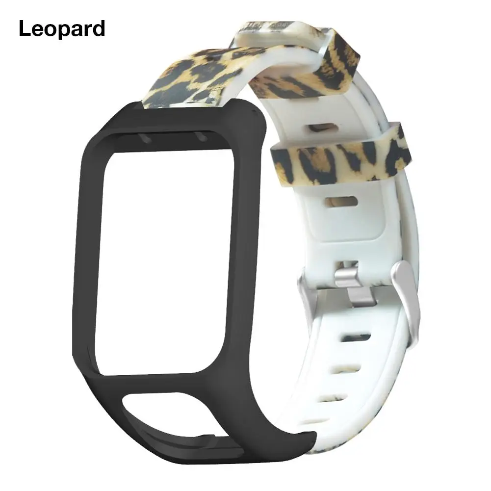 Leopard Многоцветный силиконовый сменный Браслет для часов Ремешок для TomTom Runner 3 TOMTOM Adventurer Smart Watch Band - Цвет ремешка: Leopard