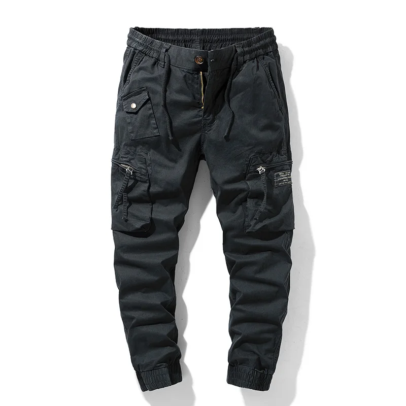 

Yexiaozha New Spring Men's Cotton Cargo Pants Clothing Autumn Casual Fashion Elastic Waist Quality Pantalones Tipo