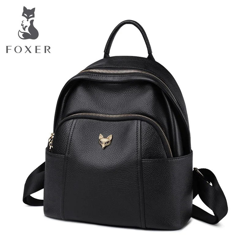 FOXER, натуральная кожа, для девушек, школьная сумка, Feminina, повседневная, многофункциональная, для женщин, для путешествий, рюкзак, мягкий, высокое качество, для девушек, рюкзаки
