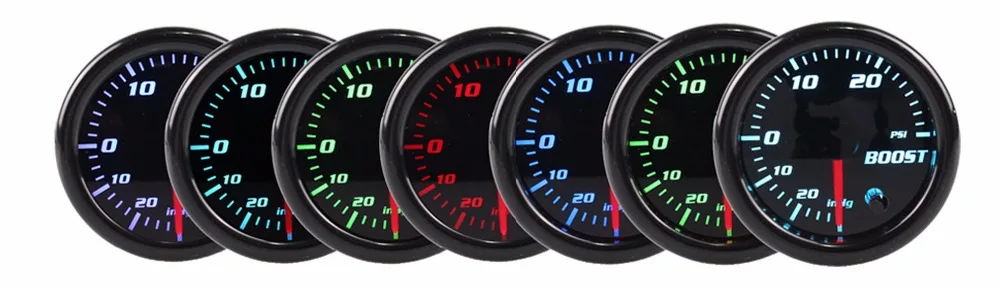 52 мм/2 дюйма 7 цветов Светодиодная дымовая линза Масляный Пресс ure 0-140PSI