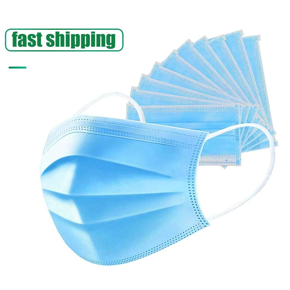 Fast Delivery Hot Sale 3-layer Mask Respirator 100pcs Face Mouth Non Woven Disposable Anti-Dust Masks Earloops | Безопасность и
