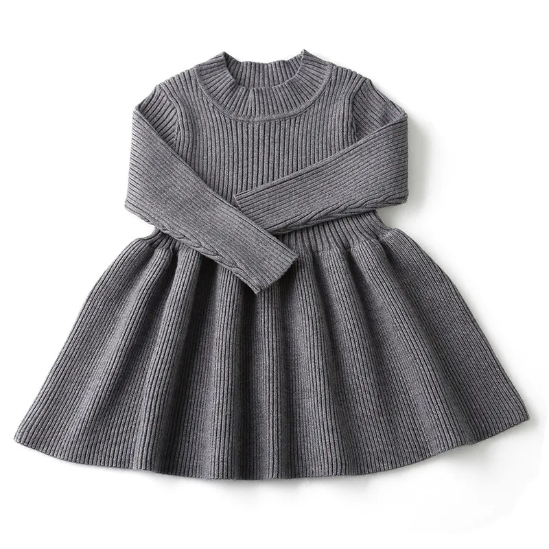 

Kids Knitted Dress Autumn Winter Clothes Lattice Kids Toddler baby dress for girl princess Cotton warm Christmas Dresses D1341