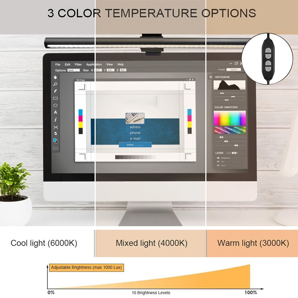 Подвесная компьютерная лампа с дисплеем умная офисная настольная для чтения